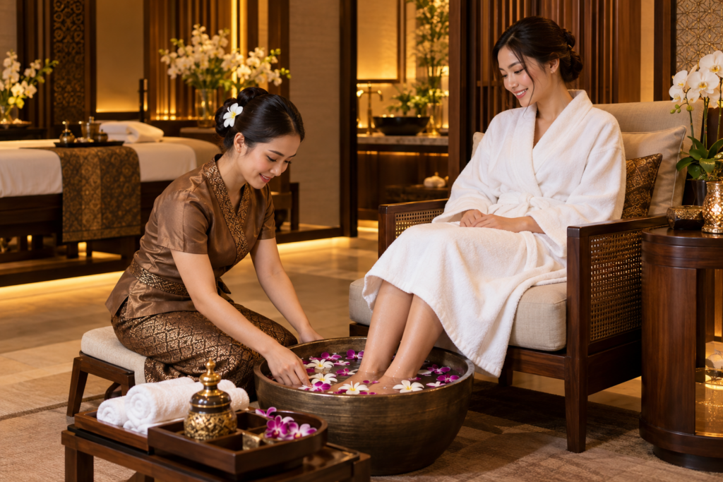 ภาพประกอบการเตรียมบริการแช่เท้า / Foot spa illustration
