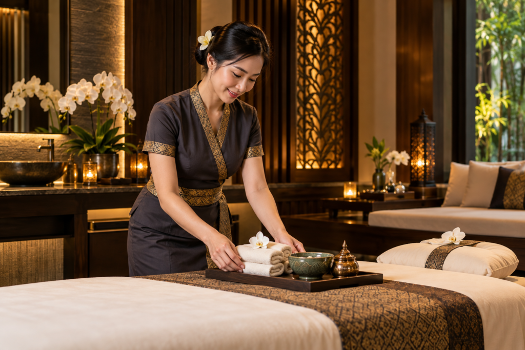 ภาพประกอบการเตรียมห้องสปา / Spa preparation illustration